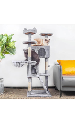 Image of Large Cat Tree Tower Scratching Post 151cm- GREY