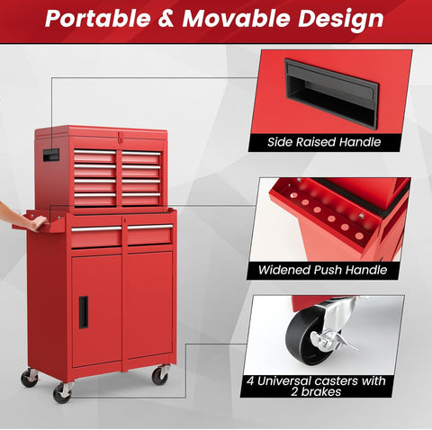 Image of 5-Drawer Rolling Tool Chest High Capacity Tool Storage Cabinet