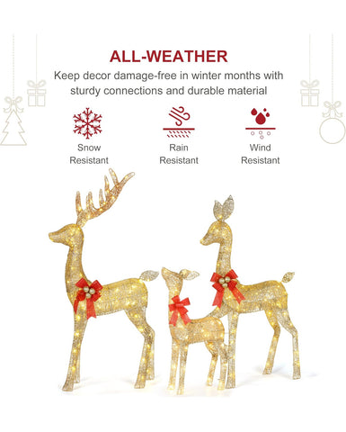 Image of Christmas Decoration Deer 3 Piece, Light up Christmas Decor Reindeer Family Set