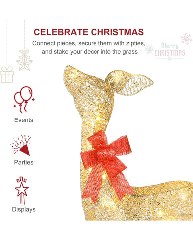 Image of Christmas Decoration Deer 3 Piece, Light up Christmas Decor Reindeer Family Set