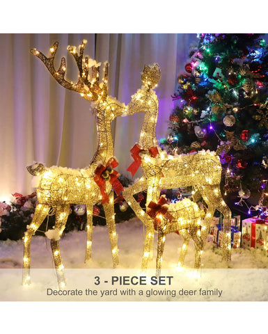 Image of Christmas Decoration Deer 3 Piece, Light up Christmas Decor Reindeer Family Set