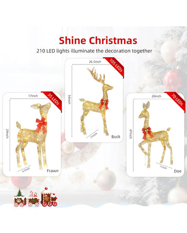 Image of Christmas Decoration Deer 3 Piece, Light up Christmas Decor Reindeer Family Set