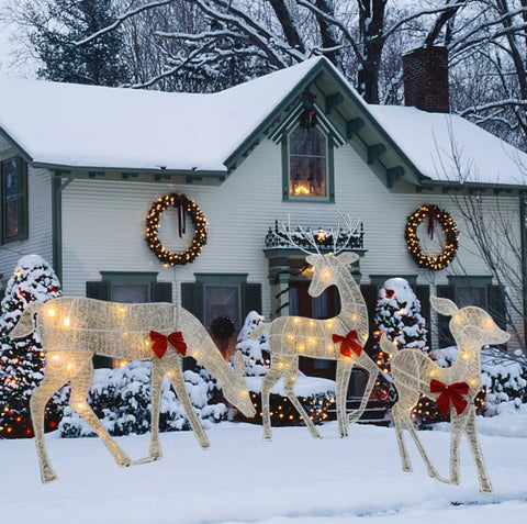 Image of Christmas Decoration Reindeer Family Set Of 3