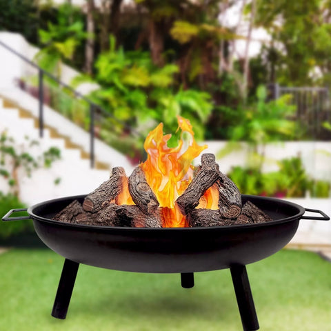 Image of 23" Large Round Steel Fire Pit Garden Patio Camping Heater Burner Bowl BBQ Gril