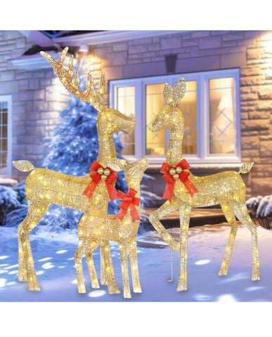 Image of Christmas Decoration Deer 3 Piece, Light up Christmas Decor Reindeer Family Set