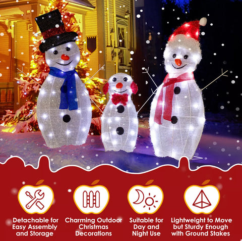 Image of Set of 3 Christmas Snowman LED