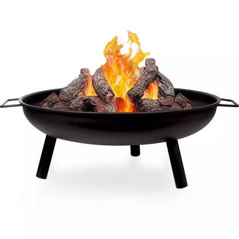 Image of 23" Large Round Steel Fire Pit Garden Patio Camping Heater Burner Bowl BBQ Gril