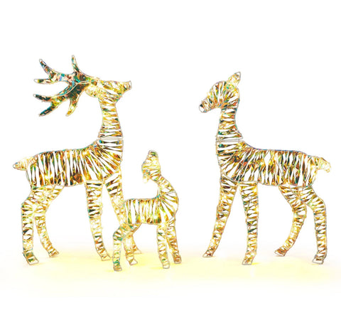 Image of 2D Set of 3 Lighted Christmas Reindeer Family Set Outdoor Decorations