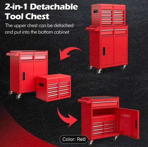 Image of 5-Drawer Rolling Tool Chest High Capacity Tool Storage Cabinet
