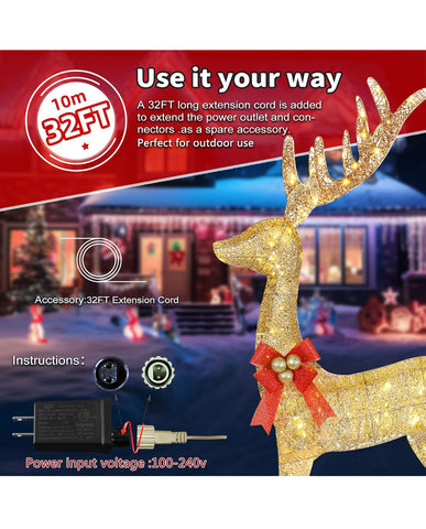 Image of Christmas Decoration Deer 3 Piece, Light up Christmas Decor Reindeer Family Set