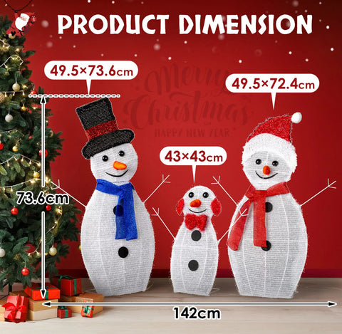Image of Set of 3 Christmas Snowman LED