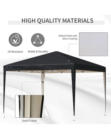 Image of 3 x 3m Garden Pop Up Gazebo Marquee Party Tent Wedding Canopy Black