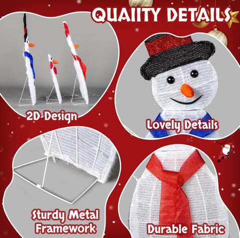 Image of Set of 3 Christmas Snowman LED