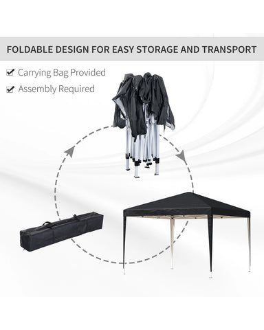 Image of 3 x 3m Garden Pop Up Gazebo Marquee Party Tent Wedding Canopy Black