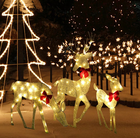 Image of Christmas Decoration Reindeer Family Set Of 3