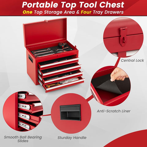 Image of 5-Drawer Rolling Tool Chest High Capacity Tool Storage Cabinet
