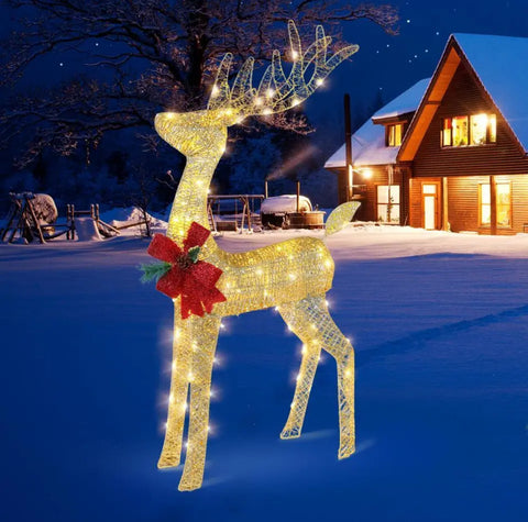 Image of Christmas Reindeer Light Up Decoration Warm White LED Garden 130cm Large