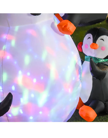 Image of 6ft Inflatable Christmas Decoration Snowman Three Penguins LED Lighted Outdoor