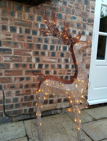 Image of Large Outdoor Standing 3D Reindeer LED Gold Bronze