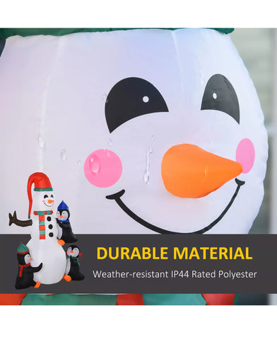 Image of 6ft Inflatable Christmas Decoration Snowman Three Penguins LED Lighted Outdoor
