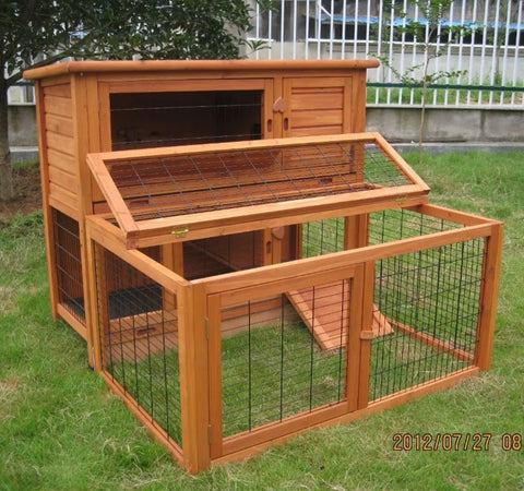 Image of 4FT LARGE DOUBLE RABBIT HUTCH / DELUXE PET HUTCHES / GUINEA PIG RUN / CAGE