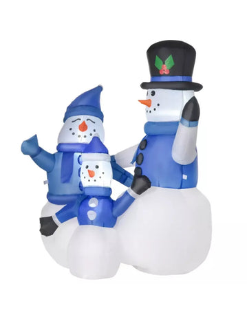 Image of Inflatable Snowman Family Christmas 4FT Blow Up LED Lights Xmas Decor HOMCOM