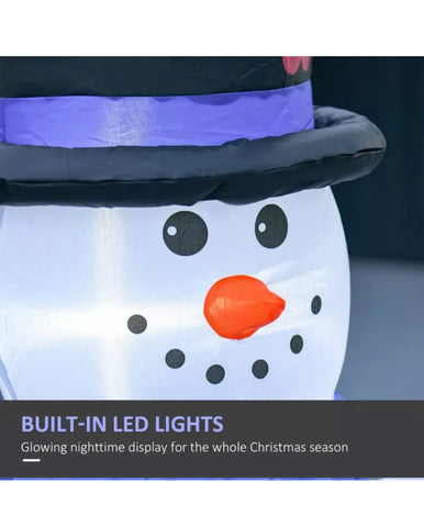 Image of Inflatable Snowman Family Christmas 4FT Blow Up LED Lights Xmas Decor HOMCOM