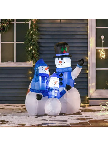 Image of Inflatable Snowman Family Christmas 4FT Blow Up LED Lights Xmas Decor HOMCOM