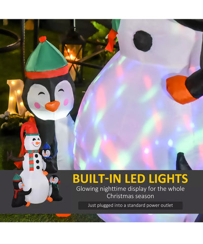 Image of 6ft Inflatable Christmas Decoration Snowman Three Penguins LED Lighted Outdoor