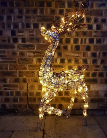 Image of Large Outdoor Standing 3D Reindeer LED Gold Bronze