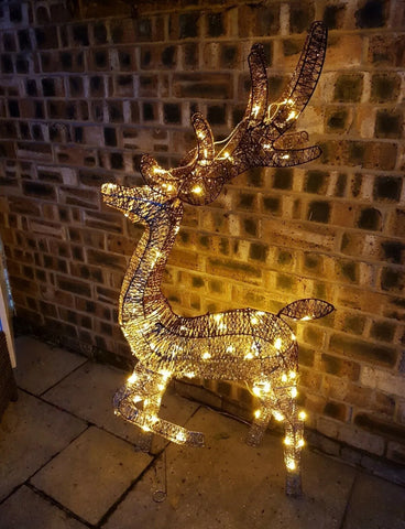 Image of Large Outdoor Standing 3D Reindeer LED Gold Bronze