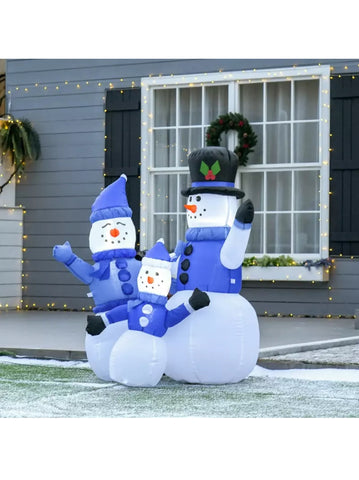 Image of Inflatable Snowman Family Christmas 4FT Blow Up LED Lights Xmas Decor HOMCOM