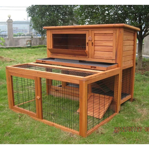 Image of 4FT LARGE DOUBLE RABBIT HUTCH / DELUXE PET HUTCHES / GUINEA PIG RUN / CAGE