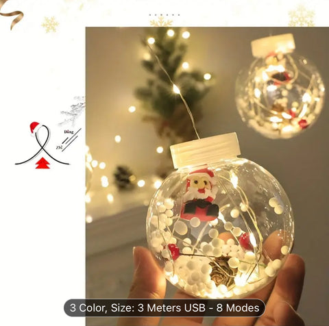 Image of Warm & Festive USB-Powered LED Curtain Lights: Santa & Snowman Designs with Yellow Blinking Effect
