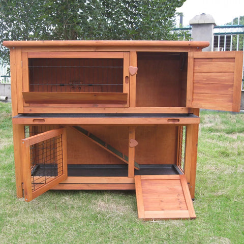 Image of 4FT LARGE DOUBLE RABBIT HUTCH / DELUXE PET HUTCHES / GUINEA PIG RUN / CAGE