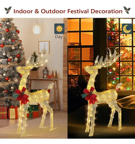 Image of Christmas Reindeer Light Up Decoration Warm White LED Garden 130cm Large
