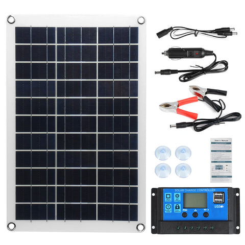 Image of 30W Solar Panel Kit 12V/24V Battery Charger MPPT Controller Camper Car Van Boat