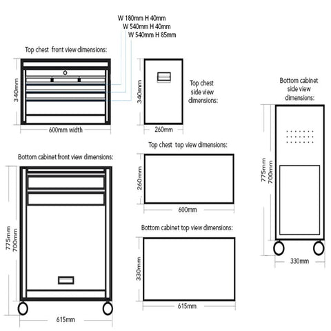 Image of BLACK 8 DRAWER TOOL BOX CHEST & ROLLER CABINET