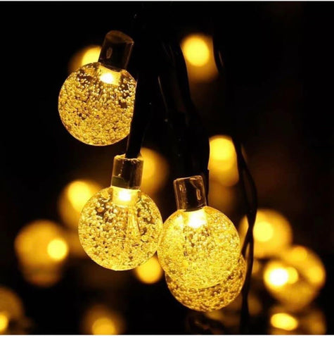 Image of 30 LED Solar Powered Garden Party String Fairy Lights Crystal Ball Various Colours