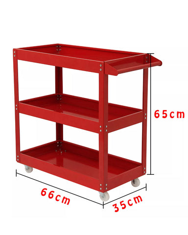 Image of Heavy Duty Garage Trolley Tool Storage Workshop DIY 3 Tier Wheel Cart Shelf