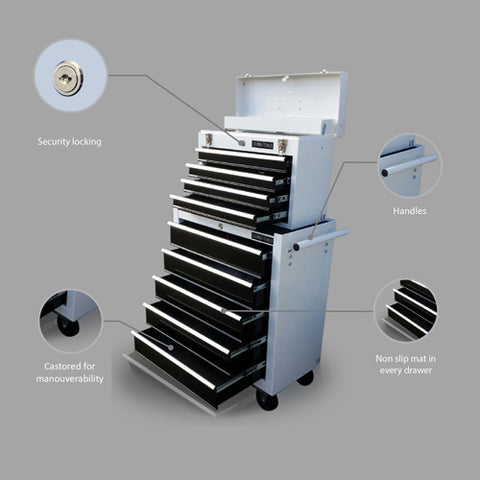 Image of PRO USA HEAVY DUTY 9 DRAWER TOOL CHEST TOOL CABINET