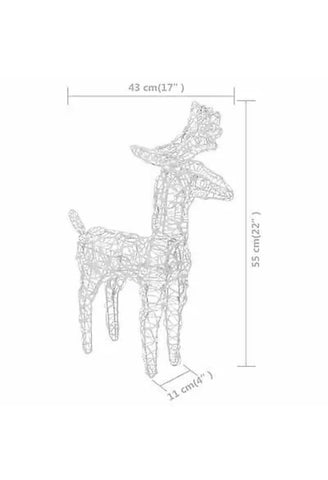 Image of Reindeers & Sleigh Christmas Decoration 280x28x55 cm Acrylic - White