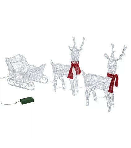 Image of LED Acrylic Outdoor Christmas Reindeer & Sleigh