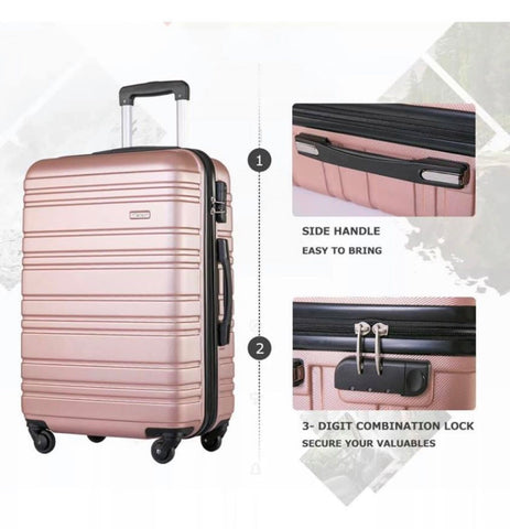Image of Rose Gold Hard Suitcase Luggage Set of 3 Trolley Case