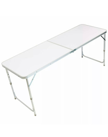 Image of HEAVY DUTY Black / White 1.8M FOLDING TABLE 6FT FOOT CATERING CAMPING MARKET BBQ