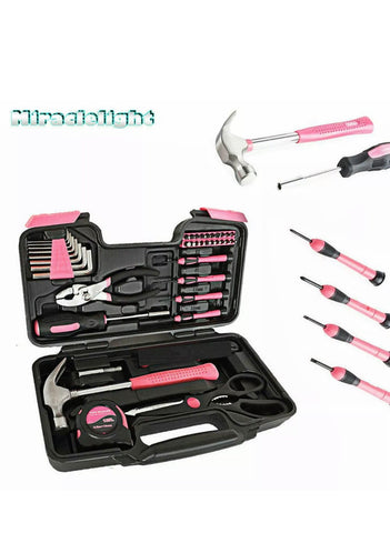Image of 39 piece Pink DIY Tool Kit Set