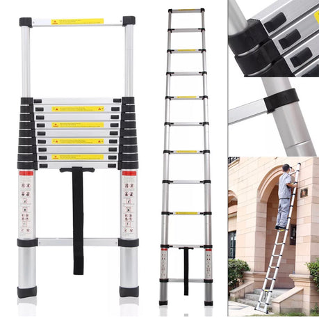 Image of 3.2m Portable Heavy Duty Aluminium Telescopic Ladder Extendable