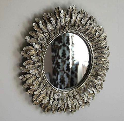 Image of 40cm Round Feather Wall Mirror Gold