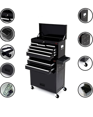Image of Mechanics Tool Chest Cabinet Large 8 Drawer Roller Cabinet On Wheels