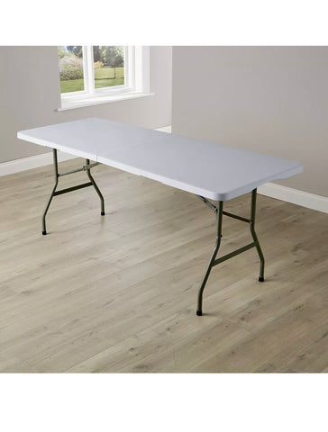 Image of HEAVY DUTY Black / White 1.8M FOLDING TABLE 6FT FOOT CATERING CAMPING MARKET BBQ